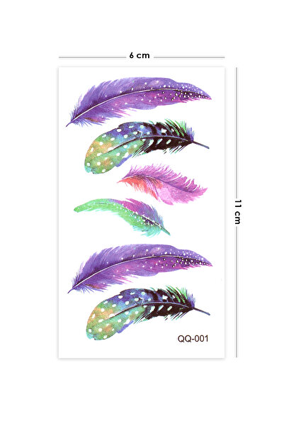 BP Tattoo Renkli Tüyler Minimal Geçici Dövme