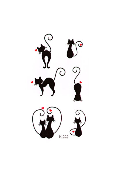 BP Tattoo Minimal Kedili Geçici Dövme Kadın Dövmesi Kedi Dövmesi
