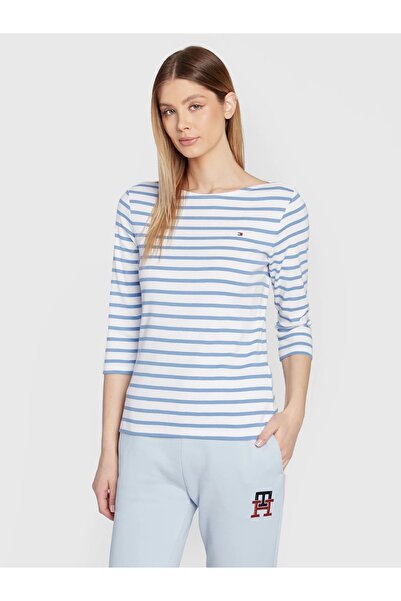 Tommy Hilfiger ORGANİK PAMUK REGLAN KOL ÇİZGİLİ MEVSİMLİK T SHIRT