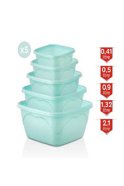Ethab Ticaret 5-Piece Square Badya Green Storage Container