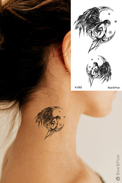 BP Tattoo Angel Minimal Boyun Dövmesi Geçici Melek Dövmesi Tattoo