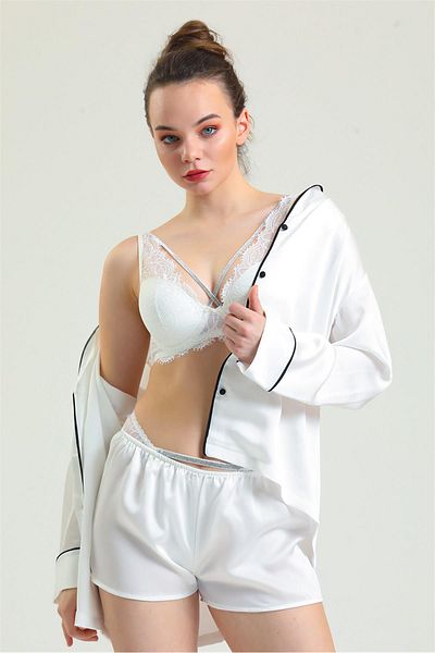 Magic Form 4686 Model Stone Detailed Lace Women's Bra - Ecru