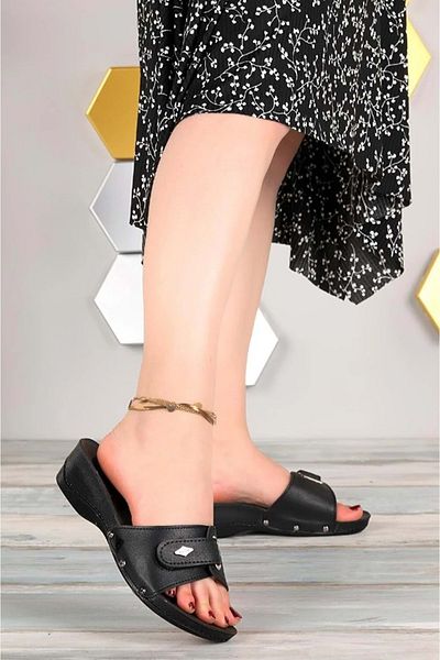 Kids Club Shoes Aryan 67-792 Gel Heel Spur Special Dr.Tavsiyeli Ορθοπεδικές Γυναικείες Παντόφλες ΜΑΥΡΕΣ