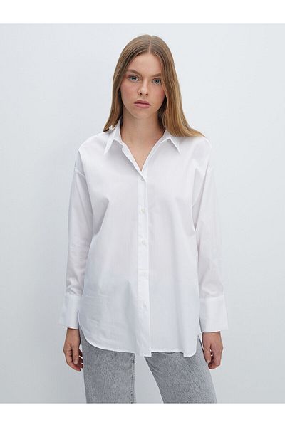 LC Waikiki Γυναικείο πουκάμισο Lcw Vision Ecru Oversize Poplin