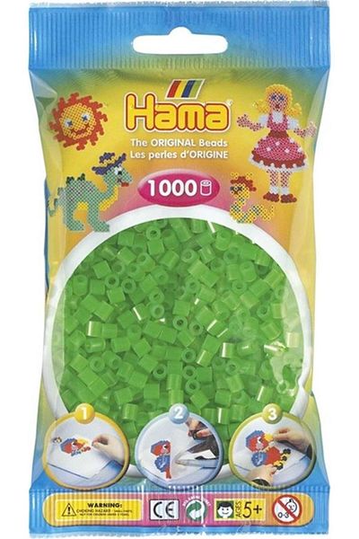 Hama Neon Green Midi Beads - 1,000 Pieces