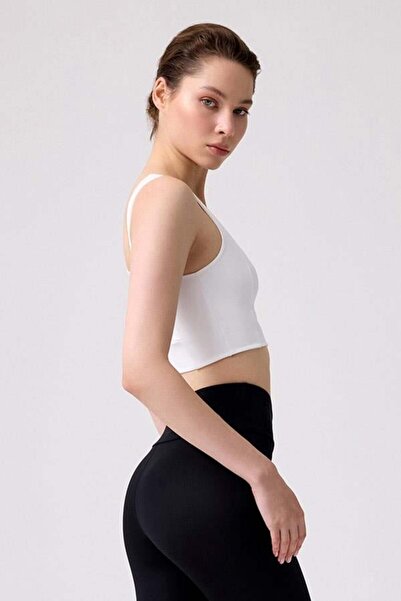 Cottonhill Square Collar Cream Crop Top Bustier