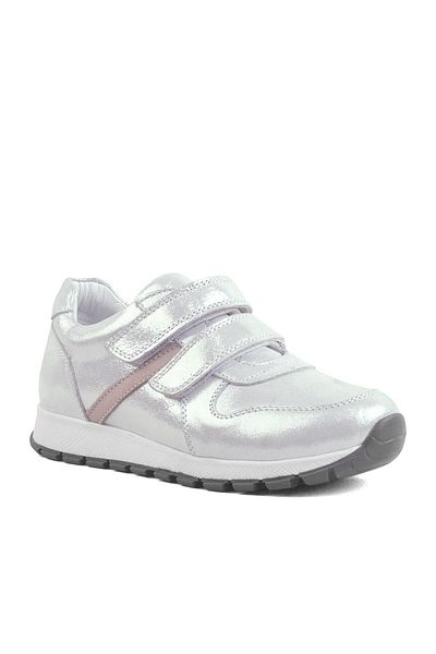 Rakerplus Pantofi sport pentru fete din piele naturală argintie cu velcro