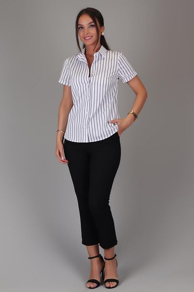 SWEETNESS Cămașă clasică din bumbac lycra cu mânecă scurtă cu dungi negre DK001-3