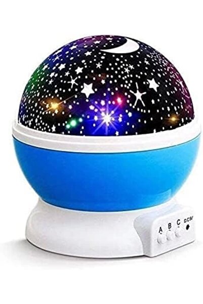 Epilons Mavi Dönen Renkli Ay Yıldızlı Gökyüzü Yansıtmalı Projeksiyon Gece Lam...