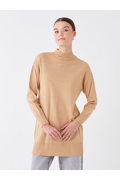 LC Waikiki LW – Damen-Strick-Tunika mit halbem Rollkragen, einfarbig, langärmlig
