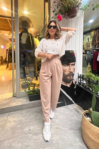 Eswomes Bol Kesim Plazzo Pantolon Camel