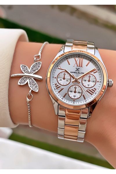 Daniel Klein Rose Silver Waterproof Sports Stylish Wristwatch-Bracelet