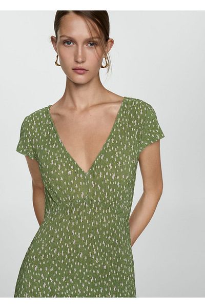 MANGO Woman Φόρεμα υφαντό με σχέδια