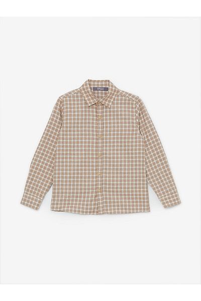 LC Waikiki Lcw Eco Brown Plaid Long Sleeve Boy's Shirt