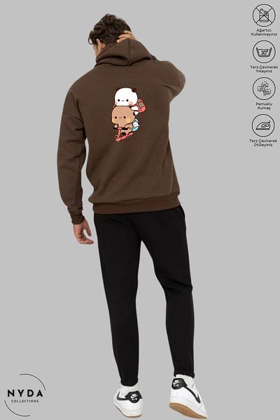 Nyda Collections Μακρυμάνικο Bubu Dudu Scooter με στάμπα με κουκούλα Unisex Oversize βαμβακερή κουκούλα