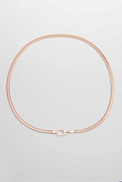 So CHIC... İtalyan 18 Ayar Rose Altın Kaplama Gümüş Balık Sırtı Kolye