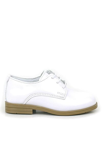 Rakerplus White Patent Leather Laced Oxford Children's Classic Shoes