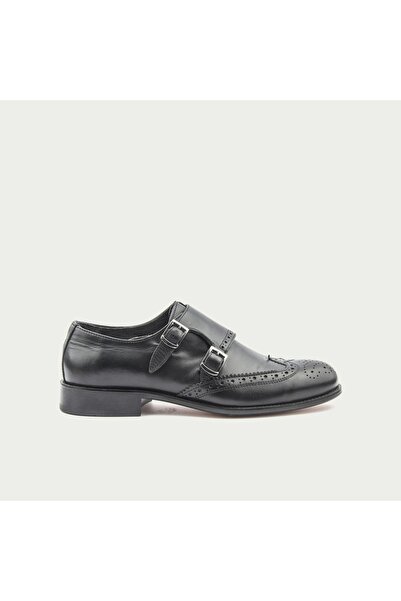 TOGO Siyah Hakiki Deri Erkek Klasik Ayakkabı [030134] - Kösele Taban