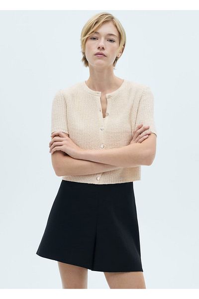 MANGO Woman Cardigan tricot cu maneca scurta