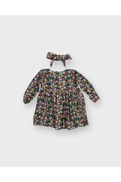 rg kidsstore Rochie pentru copii din stofa de bumbac - Imprimata si volane, bentita inclusa