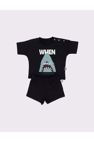 rg kidsstore Unisex Shark Patterned T-Shirt and Shorts Set