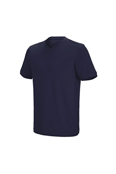 MESAY Majica kratkih rukava tamnoplave boje sa V-izrezom