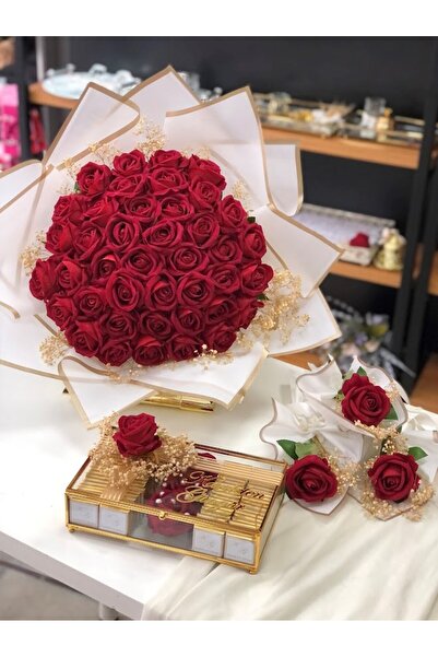 Masalsı Concept Söz Nişan Kız İsteme İçin İsim Baskılı 41 Kadife Gül Kız İste...