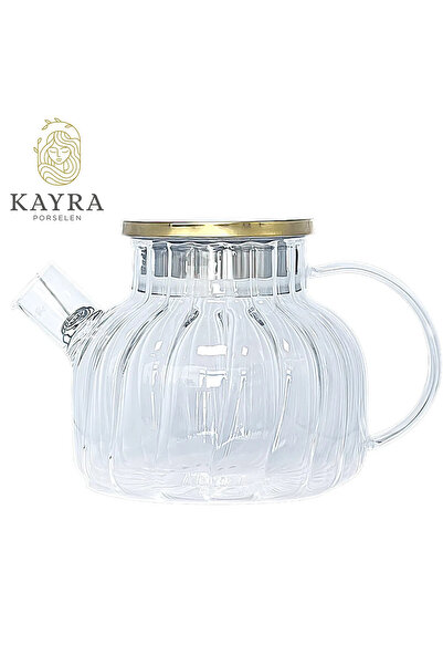 OEM Steel Lid Borosilicate Sliced Model Glass Teapot with Strainer Herbal Tea...