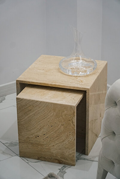 helya marble Traverten Yan Sehpa