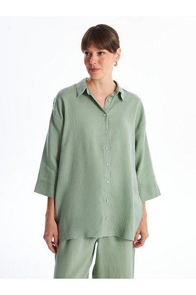 LC Waikiki Lw - Απλό Oversize Λινό Γυναικείο Πουκάμισο