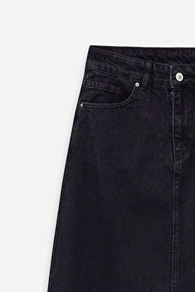 praye Uzun Çan Denim Etek Antrasit