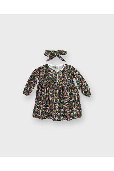 rg kidsstore Rochie pentru copii din stofa de bumbac - Imprimata si volane, bentita inclusa
