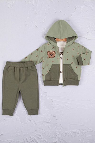 Babydonat Persona Bear Embroidered 100% Cotton 3-Piece Baby Boy Set
