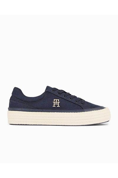 Tommy Hilfiger Women's Brand Logo Comfortable Sole Lace-Up Navy Blue Sneaker FW0FW07673-DW6