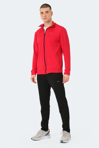 Slazenger OPRAH Erkek Fermuarlı Dik Yaka Cepli Kırmızı Eşofman Takımı