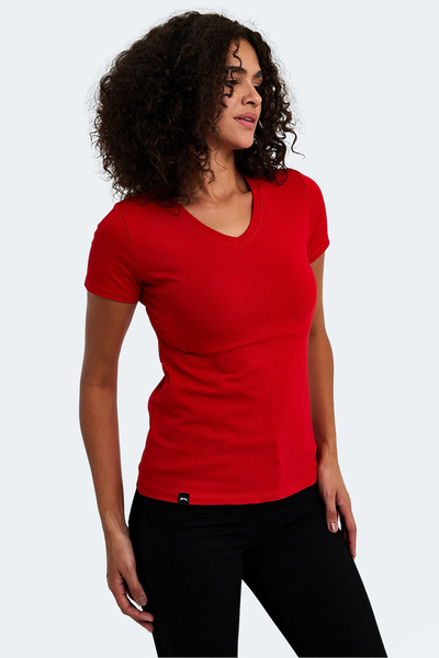 Slazenger Vivek Women's V-Neck Red T-Shirt