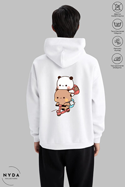 Nyda Collections Hanorac din bumbac supradimensionat unisex cu glugă cu mânec...