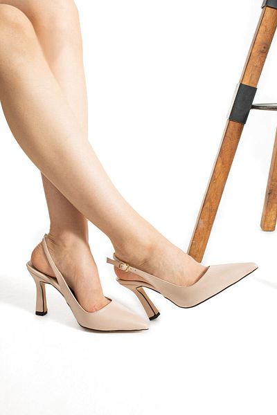 ShoeTek Stiletto de damă Lotta bej cu toc subțire din piele