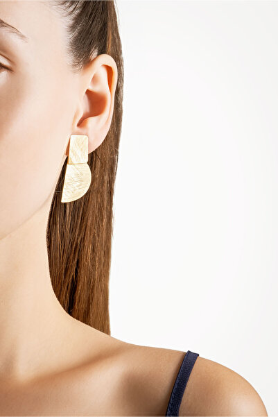 So CHIC... Antik Yol 18 Ayar Sarı Altın Kaplama Gümüş Tasarım Küpe