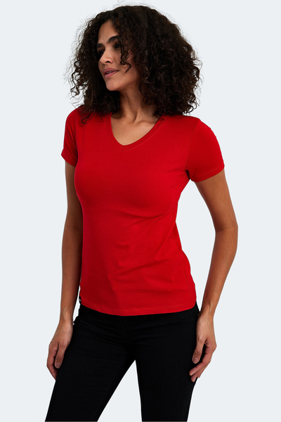 Slazenger Vivek Women's V-Neck Red T-Shirt