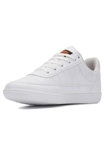 İmerShoes Casual Men's White Faux Leather Lace-Up Sneaker Stitching Detail Comfortable Sports Shoes 013C