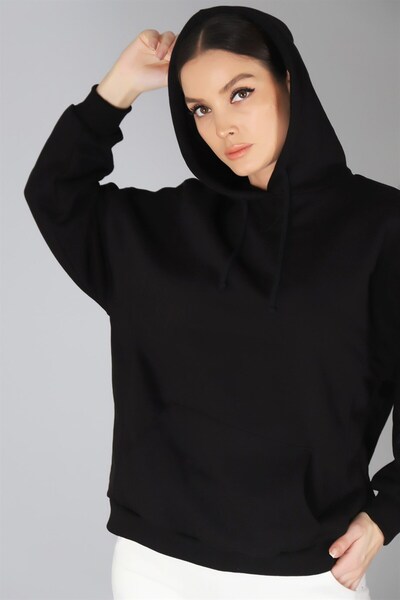 SWEETNESS Γυναικείο φούτερ με μαύρη κουκούλα