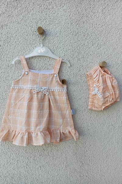 Elçi Baby Girl Strappy Checkered Pantyhose Baby Dress