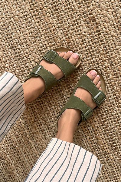 STRASWANS Zahra Women's Buckle Detail Daily Comfort Slippers Khaki
