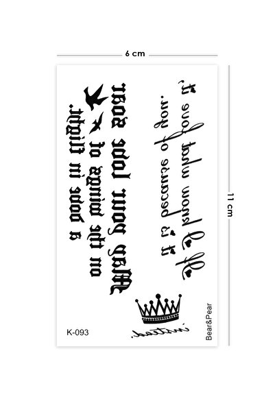BP Tattoo Yazı Kral Tacı Geçici Dövme Writing Tattoo
