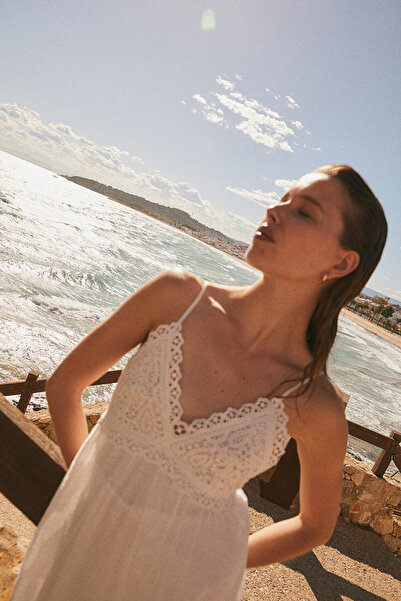 H&M İşleme Detaylı Ve Askılı Elbise