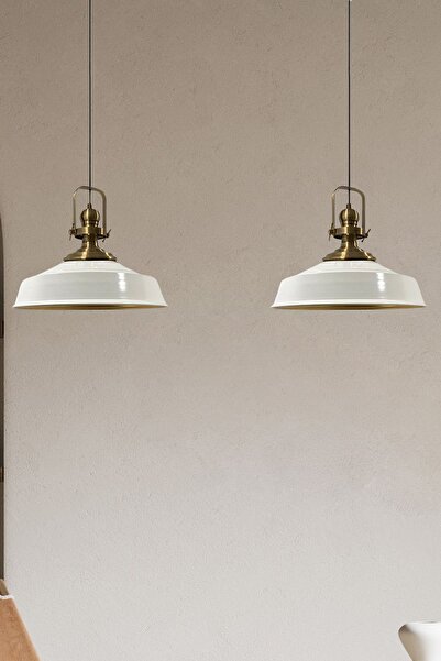 Bamyum Beyaz Asaletli Ikili Avize Eskitme Başlık Retro Sarkıt Lamba Mutfak Salon Kafe Avizeleri