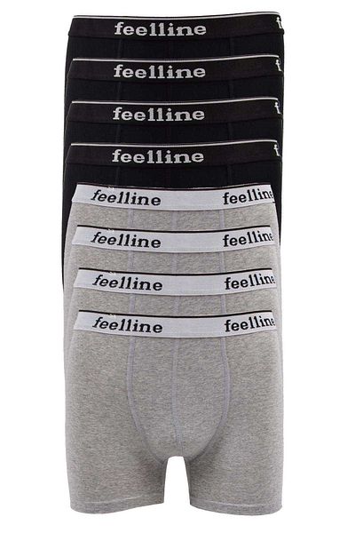 Rasanet 8 Pieces Feelline Black and Gray Cotton Natural Lycra Men's Boxers