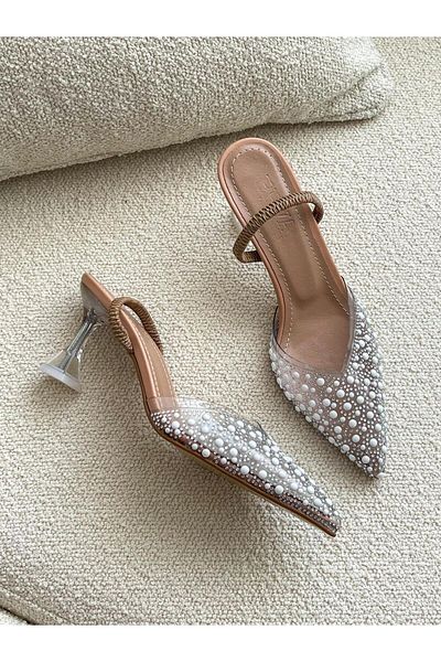 ERVANIN BUTİĞİ Bridal Nude Pearl Detailed Women's Stilettos