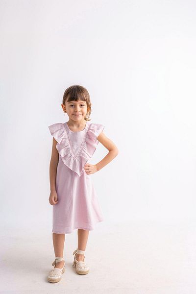 Oliven The Kid Rochie din dantelă roz - cu detaliu la vârf și la spate